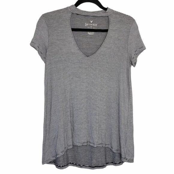 American Eagle Striped Short Sleeve Top XS - Picture 1 of 8